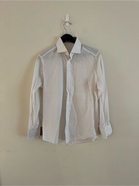 Men's White Long-Sleeve Dress Shirt - Classic Collar twillory